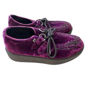 T.U.K. Violet Velvet Size 8 US Unisex Creepers Shoes Platform Rave Punk Festival